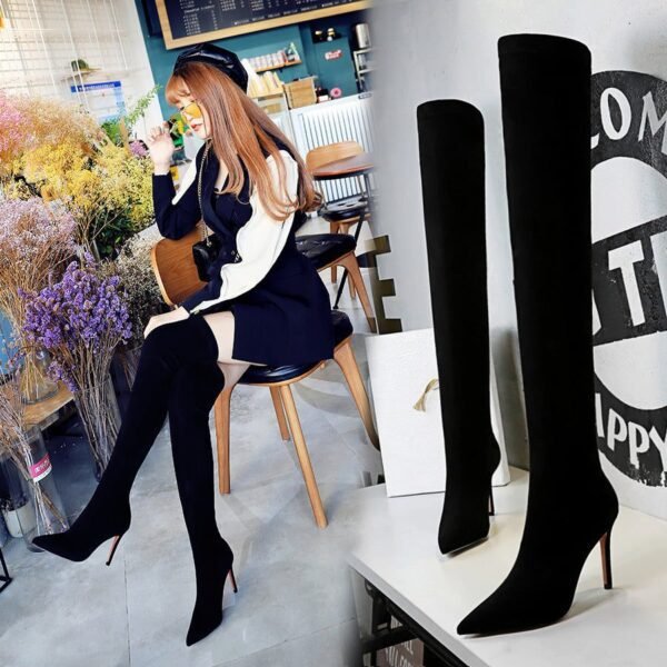 BIG TREE SHOES 315-6 European and American Fashion Minimalist Winter Women's Boots Stiletto Heel Suede Thinner over-the-Knee Boots