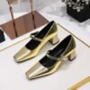 BIGTREE SHOES 5288-K86 Retro European American Style Banquet Women's Shoes Mid Heel Chunky Heel Low-Cut Square Head Rhinestone Buckle Ankle-Strap Shoes Female