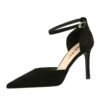 BIGTREE SHOES 8386-8 European and American Style Simple Hollow Women's Shoes Stiletto Heel Shallow Mouth Pointed Toe Suede Hollow-out Strap Sandals