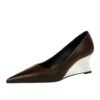 de7c48be87e61c6638601cc65500b78a BIGTREE SHOES 2905-2 Women's Shoes Wedge Shoes High Heels Shallow Pointed Toe Metal Wedge Single Shoes High Heels