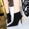 Bigtree Shoes 1619-5 European and American Simple  Thinner Stiletto Heel Suede Pointed-Toe Side Zip Women's Boots Ankle Boots