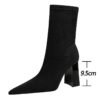 318-8Women's high-heeled boots suede thick ankle boots pointed shoes-Bigtree shoes