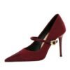 e397a648348175cf2fa2056a18f0d99d BIGTREE SHOES 9116-3 Korean style fashion banquet high heels women's shoes stiletto low-cut corduroy stitching pointed toe strap pumps