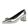 e4cae3f808909a6a99e8ee40902b6798 BIGTREE SHOES 5288-k91 European and American Style Business All-Matching Ol Commuter Women's Shoes Chunky Heel Mid Heel Square Toe Metal Buckle Bow Pumps