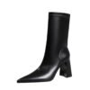 BIG TREE SHOES 318-12 European and American Fashion Thinner Thick Heel Super High Heel Pointed Toe Winter Short Boots Female Boots Ankle Boots
