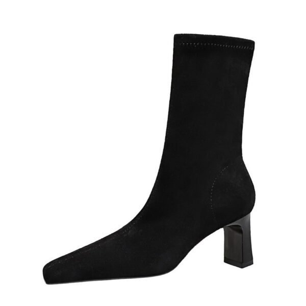 e6074d4e63de40f3c437b54eb88d2ba8 BIGTREE SHOES 375-8 European and American Fashion Minimalist Chunky Heel Square Toe Suede Pedicure Slimming Women's Short Boots Winter High Heel Boots