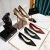 1722-1 Korean Style Spring and Autumn Ol Commuter Shoes Mid Heel Skim-Fit Stylish Low Heel Pointed Toe Shallow Mouth All-Matching Comfortable Women's Shoes