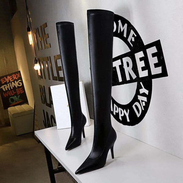 BIG TREE SHOES 9822-3 European and American Style Fashion  Thinner High Heel Pointed Toe Pedicure Skinny Leg over-the-Knee Boots Female Boots