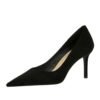 BIGTREE SHOES 7236-8 European and American Fashionable Simple Pedicure Slimming Women's Shoes Stiletto High Heel Low-Cut Pointed Suede Single-Layer Shoes High Heels