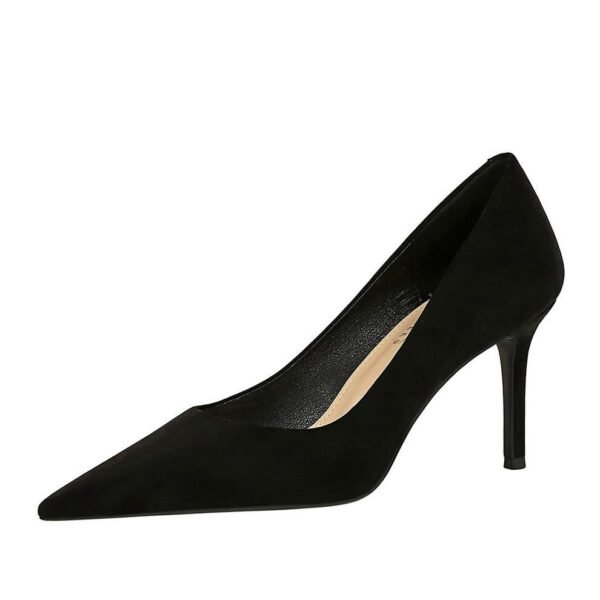 BIGTREE SHOES 7236-8 European and American Fashionable Simple Pedicure Slimming Women's Shoes Stiletto High Heel Low-Cut Pointed Suede Single-Layer Shoes High Heels