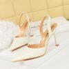 BIG TREE SHOES 228-2 European and American Simple Summer High Heel Shoes Shallow Mouth Pointed Hollow-out Back Empty Back Strap Strap Sandals High Heel