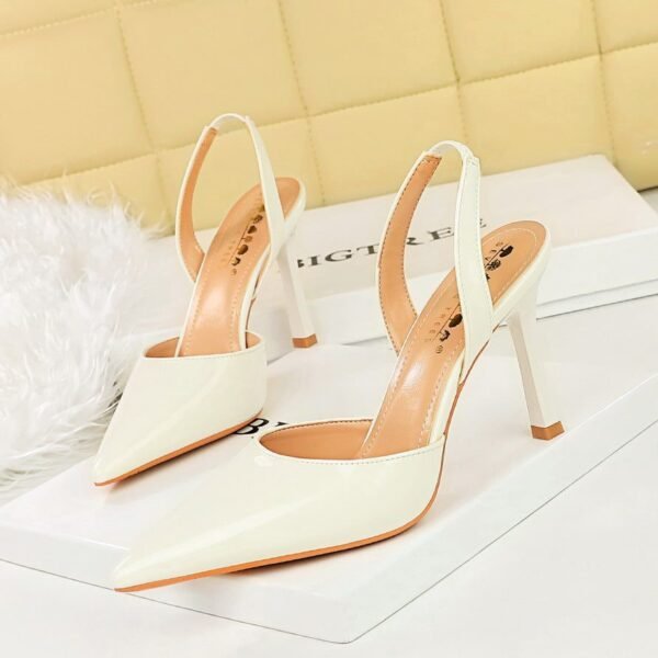 BIG TREE SHOES 228-2 European and American Simple Summer High Heel Shoes Shallow Mouth Pointed Hollow-out Back Empty Back Strap Strap Sandals High Heel