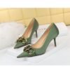 7239-A1 European and American fashion banquet women's shoes fine heel high heel shallow pointed metal buckle single shoes high heels