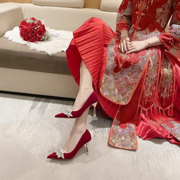 Runnig heels C888-7 Pointed Toe Stiletto Wedding Shoes Bridal Shoes Bridesmaid High-Grade Stiletto Heels