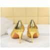 2928-1 European and American style fine-heeled high-heeled shallow pointed side hollow retro metal stone pattern shoes