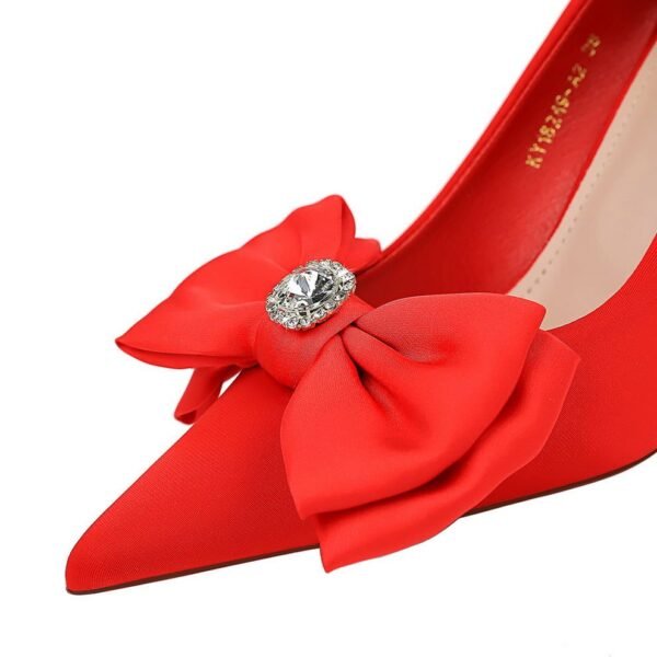 Bigtree shoes 18249-ah33 Korean style banquet women's shoes high heels stiletto low-cut pointed toe satin bow pumps wedding shoes