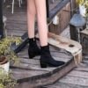Bigtree Shoes 009-13 European and American Style Fashion Pedicure Thin and Comfortable Chunky Heel High Heel Pointed Elastic Lycra Ankle Boots