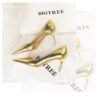 2928-1 European and American style fine-heeled high-heeled shallow pointed side hollow retro metal stone pattern shoes