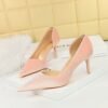 Bigtree Shoes 1363-A6 European and American Fashion Minimalist Banquet Women's Shoes Stiletto Heel Shallow Mouth Pointed Side Hollow out West Velvet Pumps