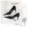 2928-1 European and American style fine-heeled high-heeled shallow pointed side hollow retro metal stone pattern shoes