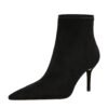 ffdd7cd2ab56e271abab4a99e0c9a517-1 BIGTREE SHOES 8878-7 European and American Style Fashion Simple Stiletto Heel Suede Pointed Toe Thinner Short Boots Female Ankle Boots