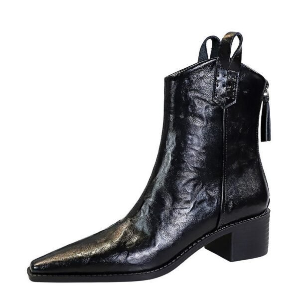 BIGTREE 578-10 Retro hand-scratched European and American winter short boots women's boots thick heel middle heel pointed knight boots short boots