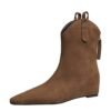 BIGTREE 6632-11 Retro Korean version inner height-increasing short women's boots pedicure and thin versatile suede rear zipper winter short boots