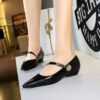 BIGTREE 3683-5K92 Vintage Elegant Fashion Women's Shoes Shallow-Mouth Pointed Wedge One-Strap Single Shoe Round Metal Decoration