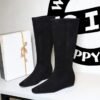 BIGTREE 6632-35 Korean version of tall women's boots, simple and fashionable versatile medium heel wedge heel inner heightening suede tall boots