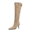 Product image BIGTREE 158A-1 Winter pointed thin heel thin boots women's stacking boots belt buckle pleated high heel boots thin boots