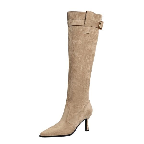 Product image BIGTREE 158A-1 Winter pointed thin heel thin boots women's stacking boots belt buckle pleated high heel boots thin boots