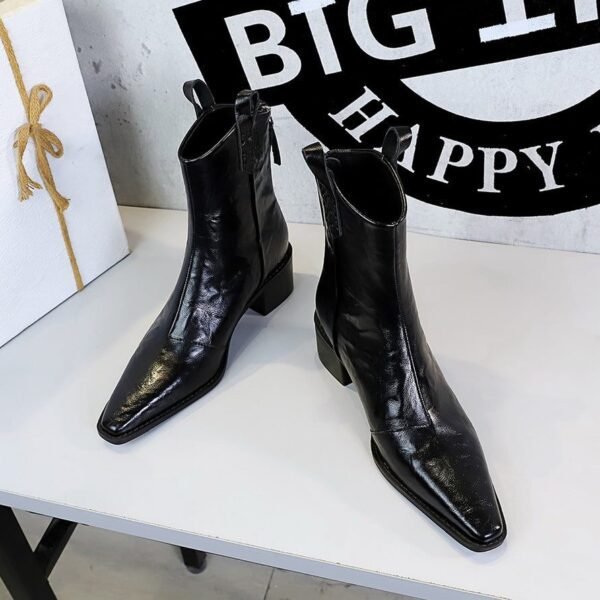 BIGTREE 578-10 Retro hand-scratched European and American winter short boots women's boots thick heel middle heel pointed knight boots short boots
