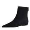 BIGTREE 6383-2 Korean version fashionable and simple low-heeled women's boots low-heeled wedge inner height increase pointed pedicure and thin suede short boots