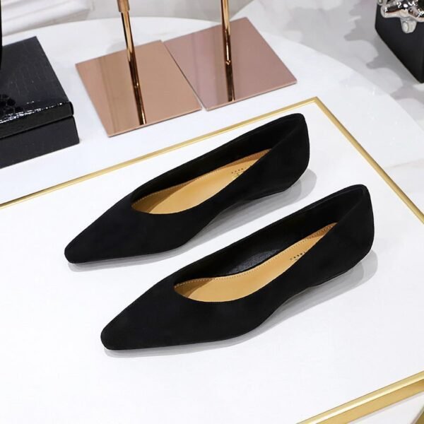 BIGTREE 3683-15 European and American style versatile daily simple and comfortable suede pointed head shallow mouth low heel wedge heel single shoes women's single shoes