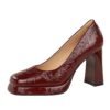 BIGTREE 9985 new waterproof table square head super high heel women's shoes European and American style light mouth thick heel single shoes versatile temperament high heels