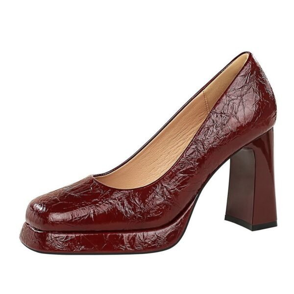 BIGTREE 9985 new waterproof table square head super high heel women's shoes European and American style light mouth thick heel single shoes versatile temperament high heels