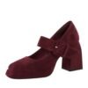 BIGTREE 9613-6 European and American style high-heeled thick-heeled waterproof table suede one-word belt buckle shallow mouth Mary Jane women's shoes single shoes
