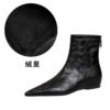 BIGTREE 6383-1 Retro women's boots are comfortable and low-heeled, with heel inner height increased, zipper, pedicure and thin, European and American versatile short boots