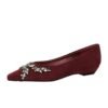 BIGTREE 3683-H69 Korean version of temperament women's shoes pointed head shallow mouth suede single shoes rhinestone chain slope heel low heel versatile women's single shoes