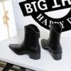 BIGTREE 578-2 European and American style retro simple thick heel medium heel versatile women's boots short boots pointed rear zipper winter short boots