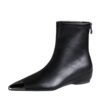 BIGTREE 6383-3 Retro European and American style versatile low heel heel inner heightening metal pointed iron head short women's boots short boots