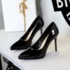 Product image BIGTREE 8366-1 European and American high heels fashion banquet women's shoes thin heel patent leather shallow mouth pointed toe super high heel platform shoes