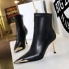 BIGTREE 319-11 European and American winter short boots thin heel super high heel women's boots short boots metal pointed iron head fashion short boots