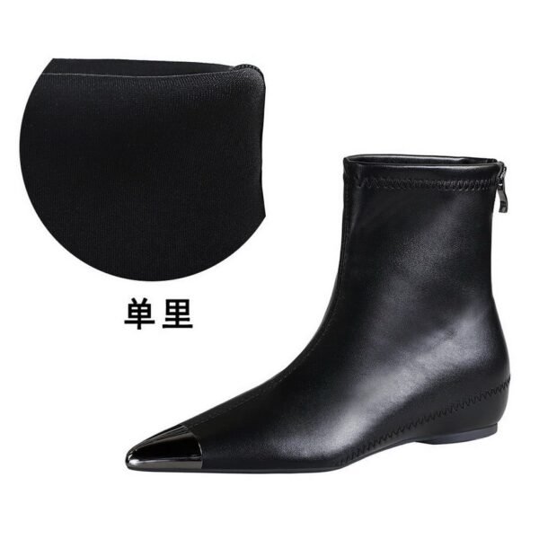 BIGTREE 6383-3 Retro European and American style versatile low heel heel inner heightening metal pointed iron head short women's boots short boots