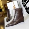 BIGTREE 6383-1 Retro women's boots are comfortable and low-heeled, with heel inner height increased, zipper, pedicure and thin, European and American versatile short boots