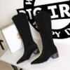 Product image BIGTREE 578-7 European and American style banquet tall boots suede medium heel thick heel fashion simple versatile tall women's boots knight boots