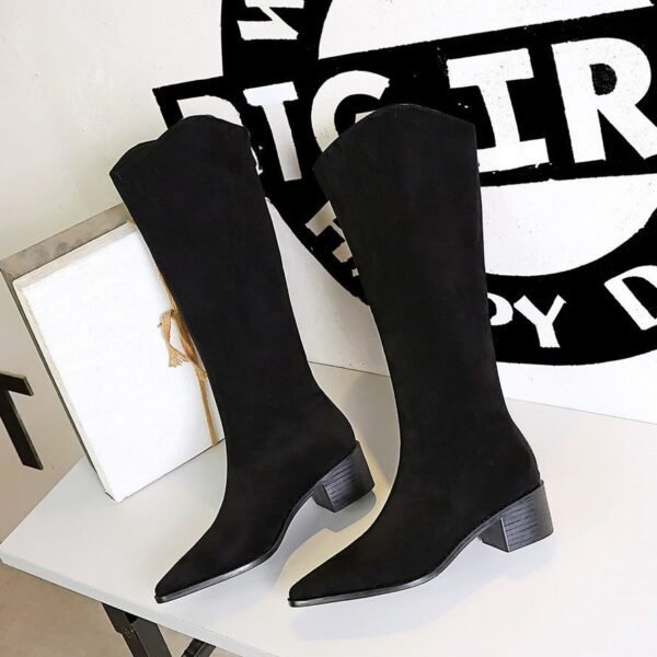 Product image BIGTREE 578-7 European and American style banquet tall boots suede medium heel thick heel fashion simple versatile tall women's boots knight boots