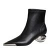 BIGTREE 335-2 European and American style banquet short boots women's boots metal heel hollow and iron head metal pointed short boots