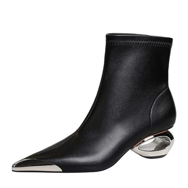 BIGTREE 335-2 European and American style banquet short boots women's boots metal heel hollow and iron head metal pointed short boots