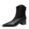 BIGTREE 578-2 European and American style retro simple thick heel medium heel versatile women's boots short boots pointed rear zipper winter short boots
